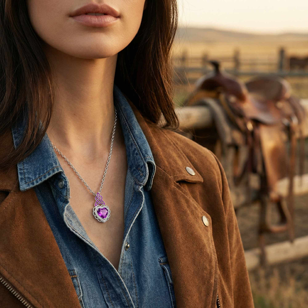 Ocean Heart Necklace - Amethyst - Serene Western