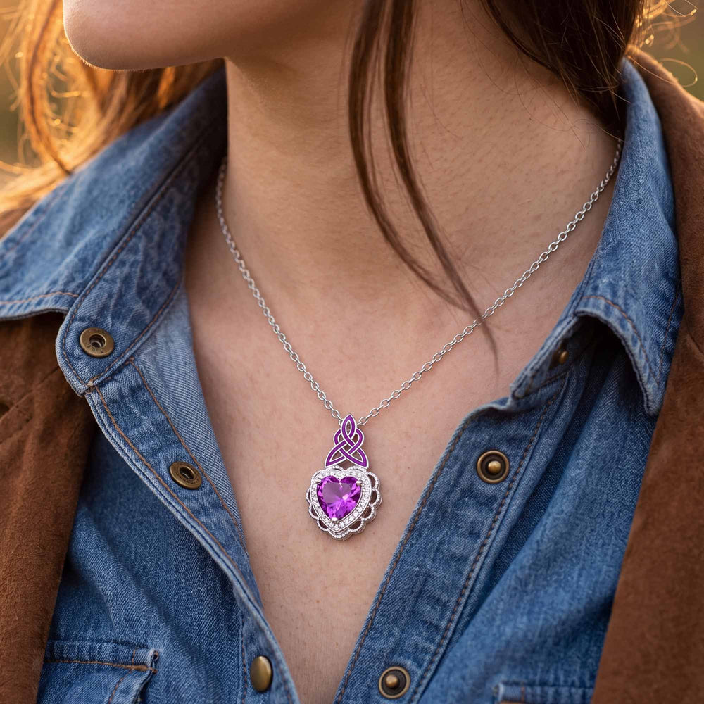 Ocean Heart Necklace - Amethyst - Serene Western