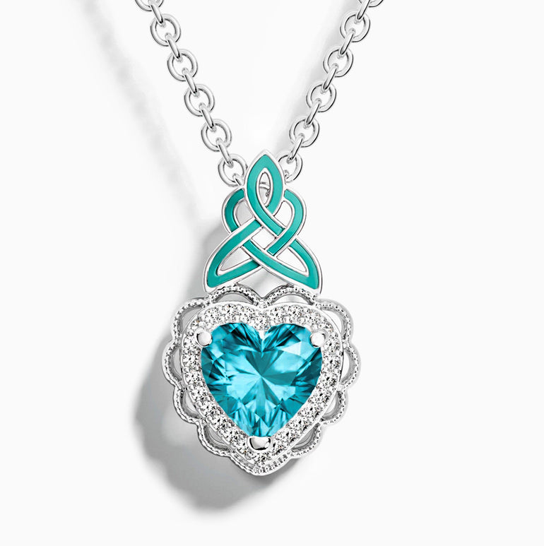 Ocean Heart Necklace - Aquamarine - Serene Western
