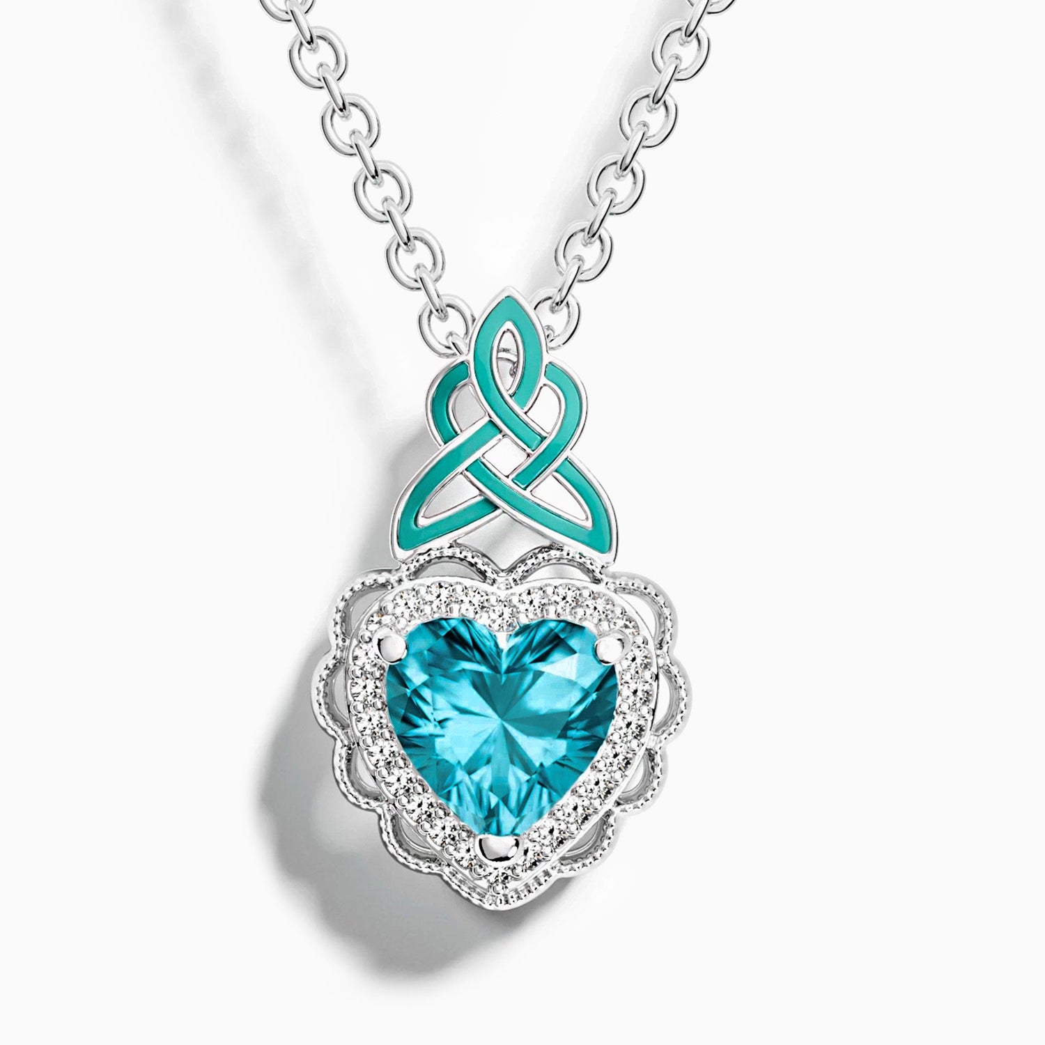 Ocean Heart Necklace - Aquamarine - Serene Western