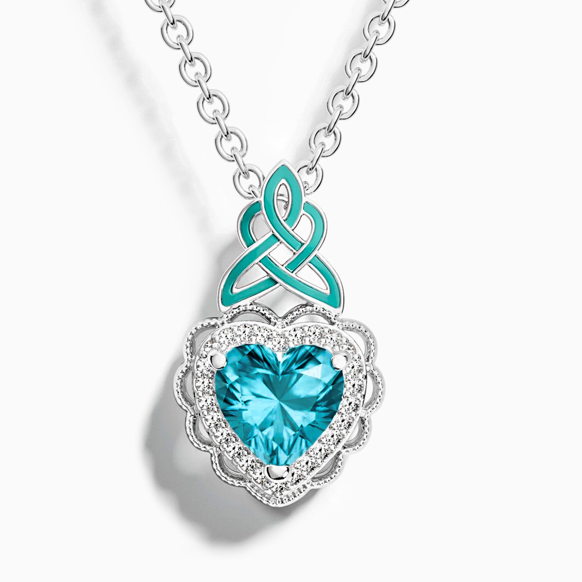 Ocean Heart Necklace - Aquamarine - Serene Western