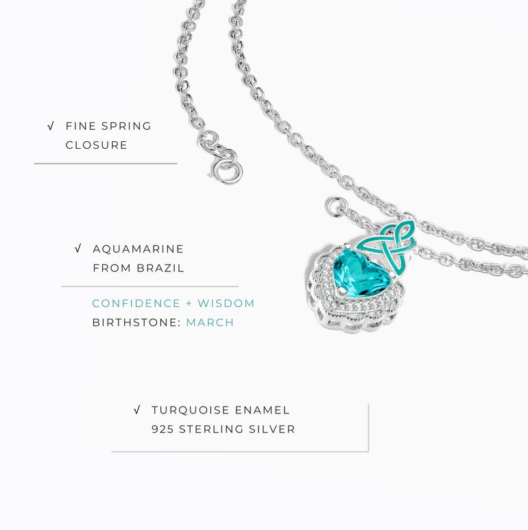 Ocean Heart Necklace - Aquamarine - Serene Western