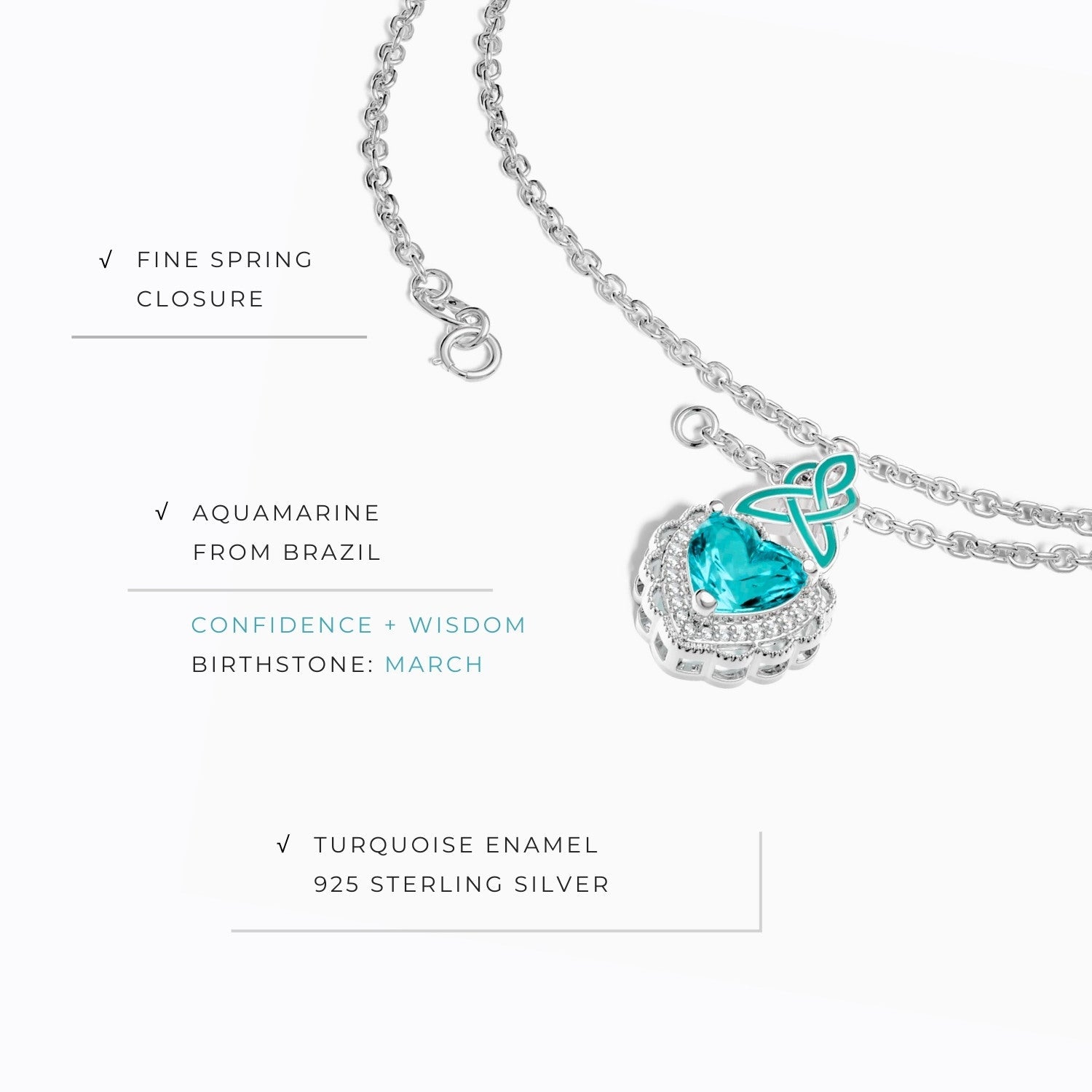 Ocean Heart Necklace - Aquamarine - Serene Western