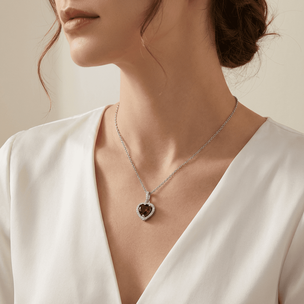 Ocean Heart Necklace - Garnet - Serene Western