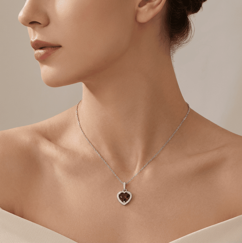 Ocean Heart Necklace - Garnet - Serene Western