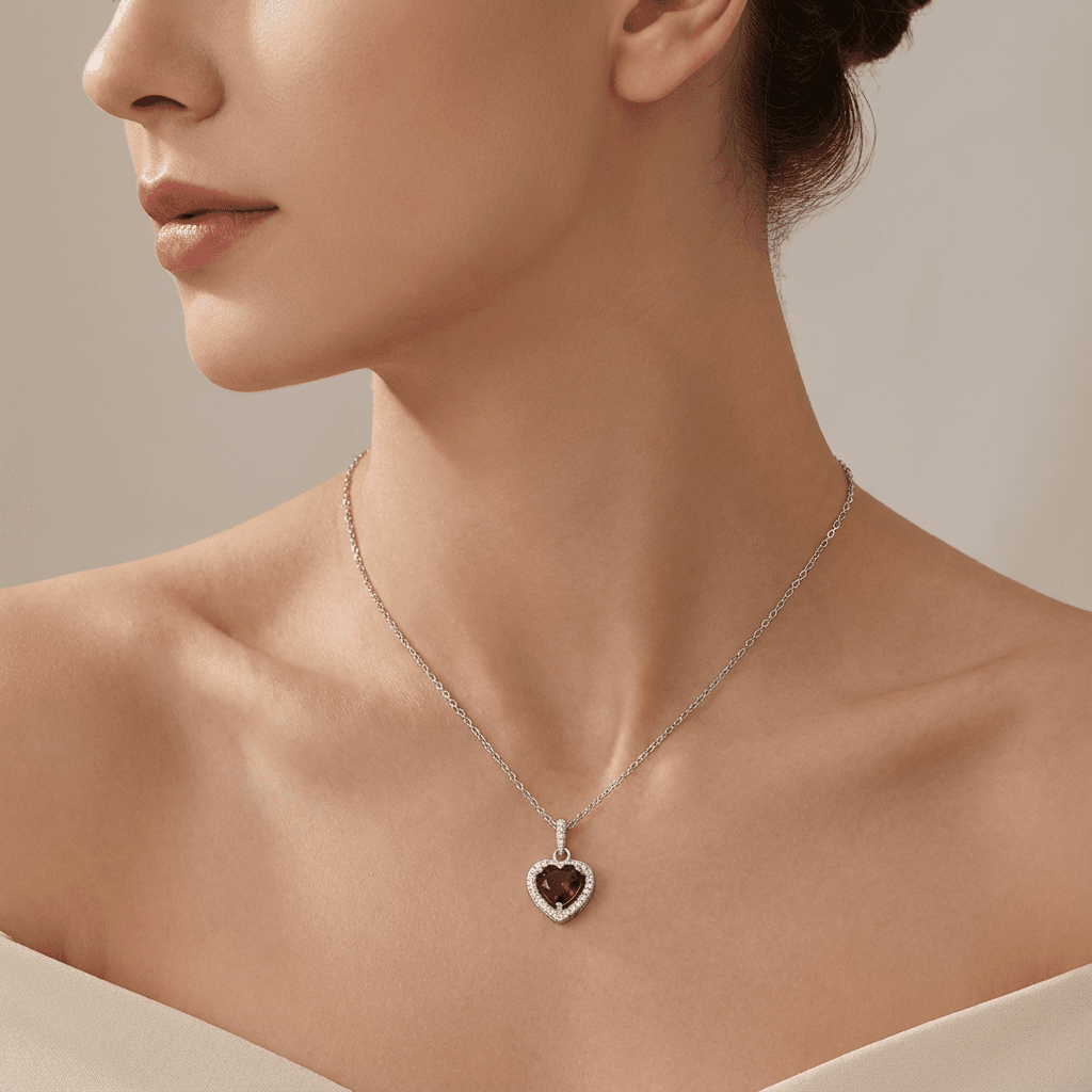 Ocean Heart Necklace - Garnet - Serene Western