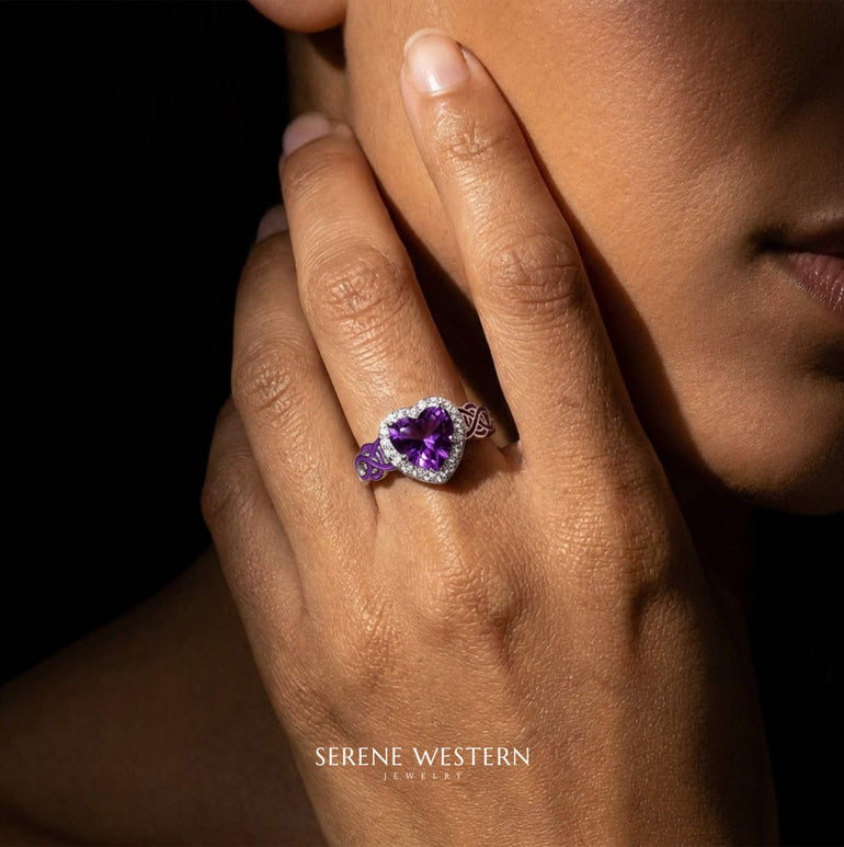 Ocean Heart Ring - Amethyst - Serene Western