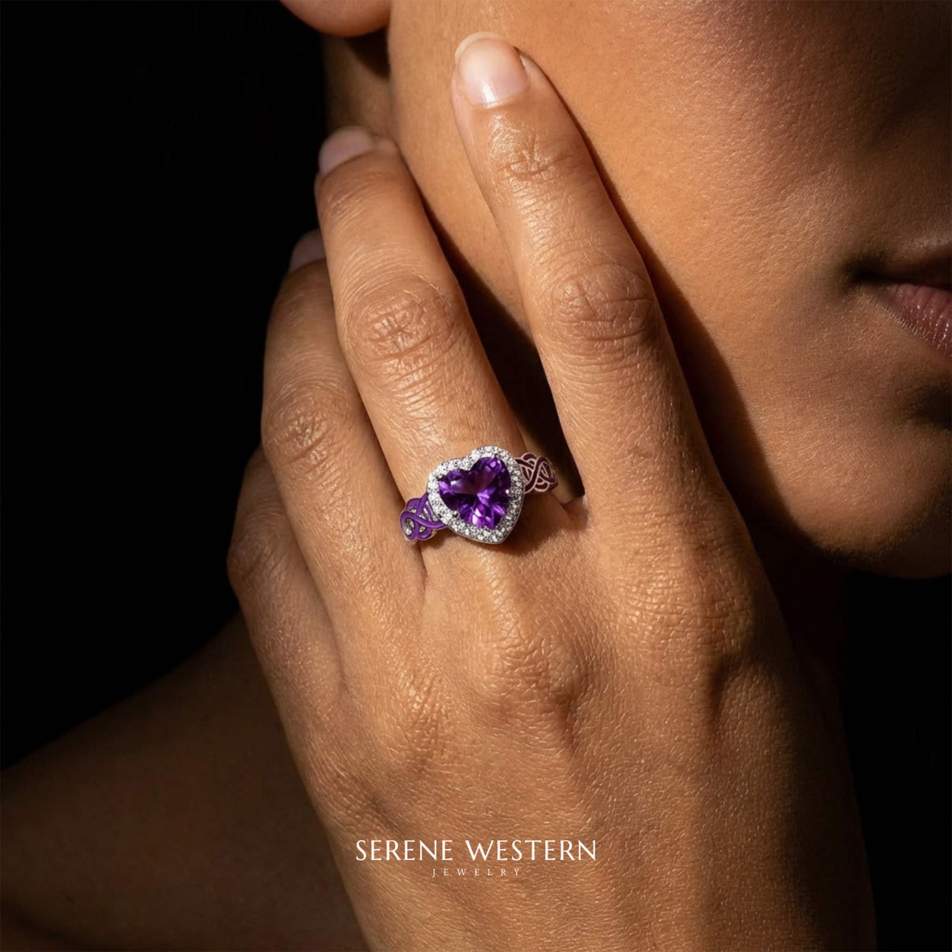Ocean Heart Ring - Amethyst - Serene Western