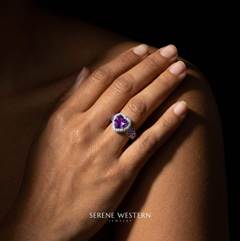 Ocean Heart Ring - Amethyst - Serene Western
