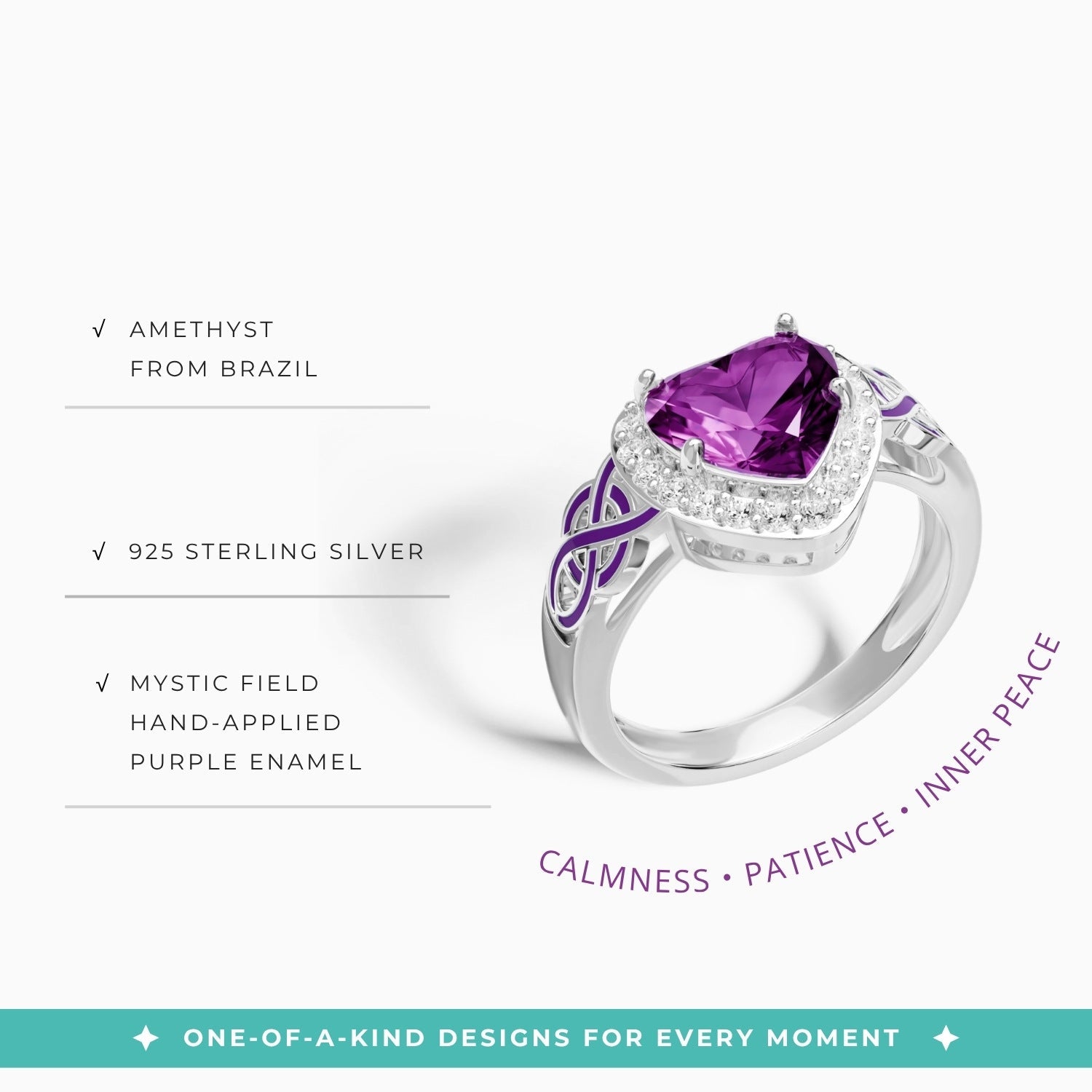 Ocean Heart Ring - Amethyst - Serene Western