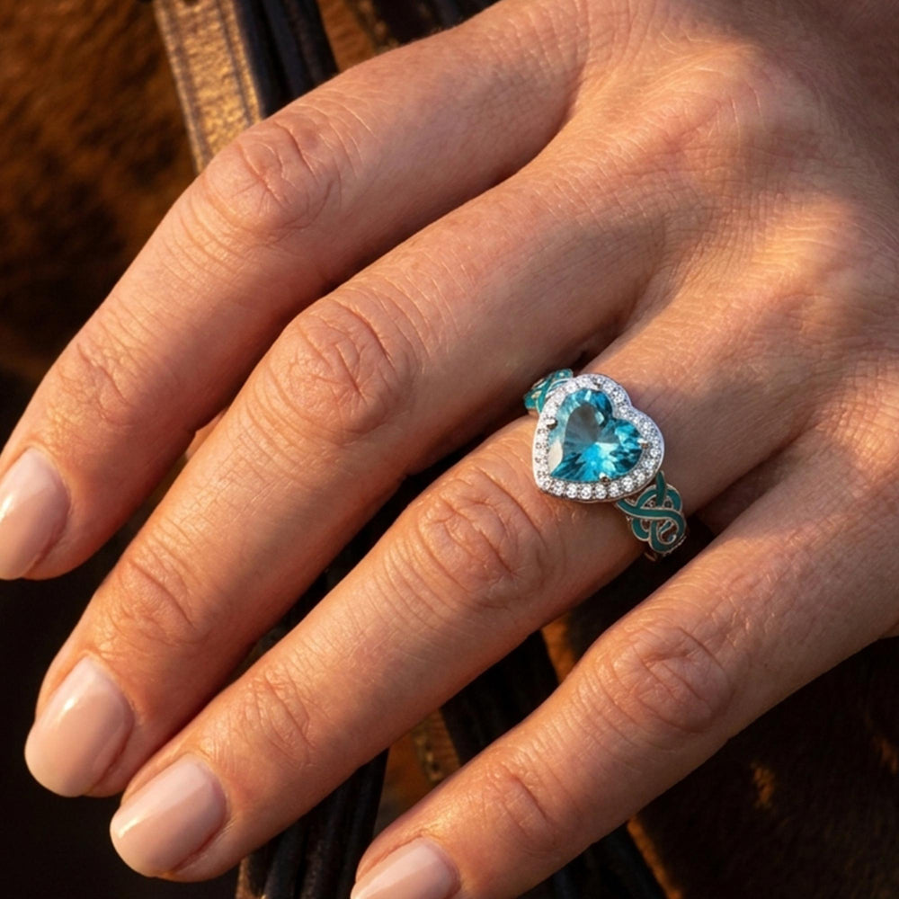 Ocean Heart Ring - Aquamarine - Serene Western