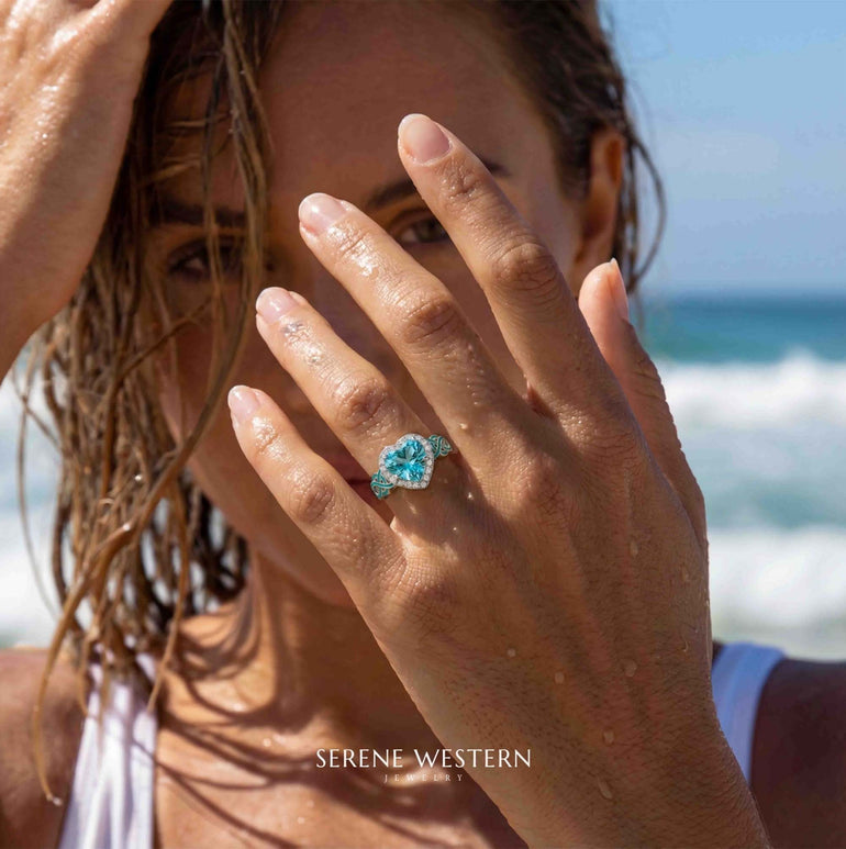 Ocean Heart Ring - Aquamarine - Serene Western