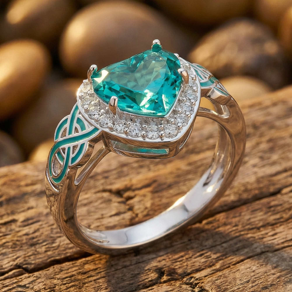Ocean Heart Ring - Paraiba Tourmaline - Serene Western