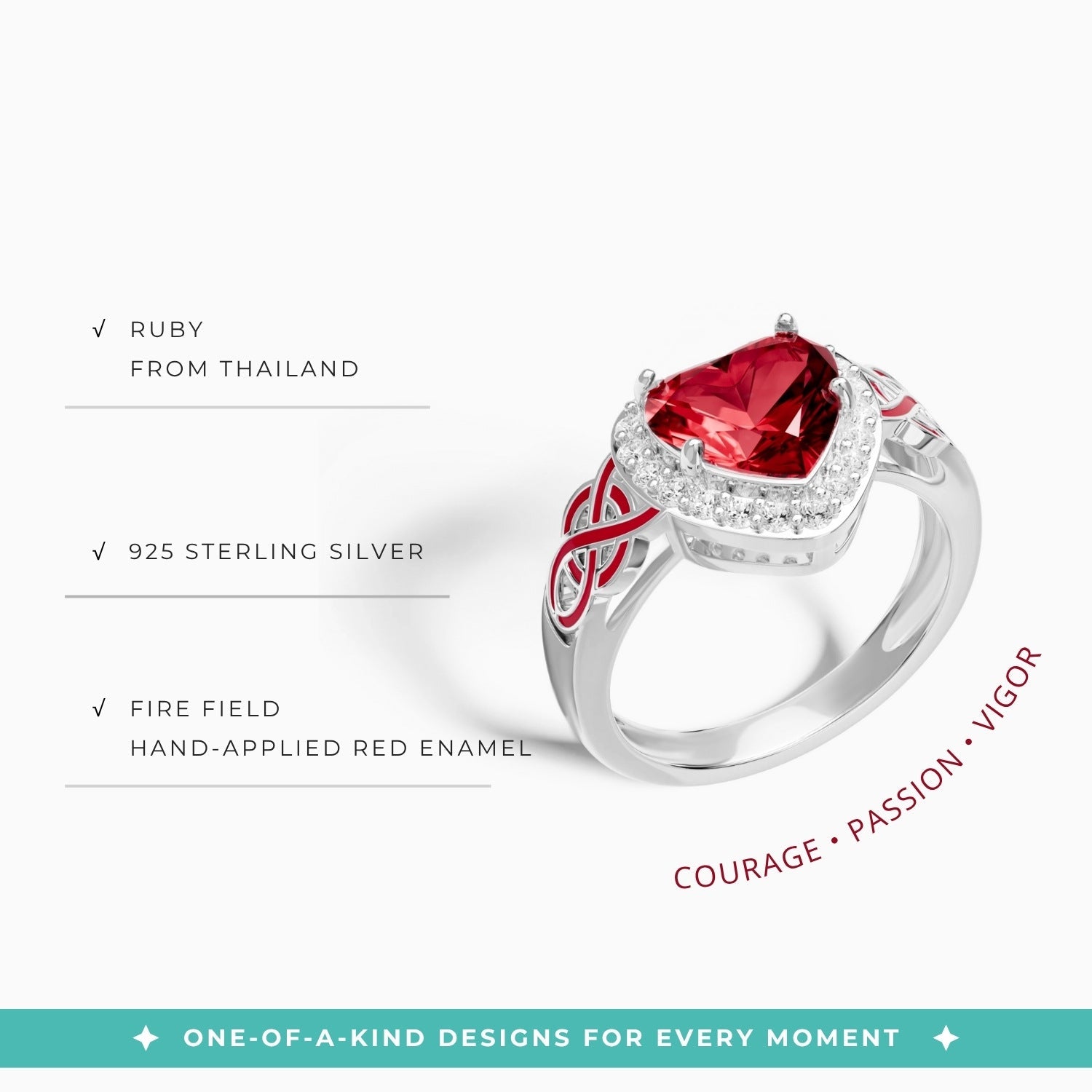 Ocean Heart Ring - Ruby - Serene Western