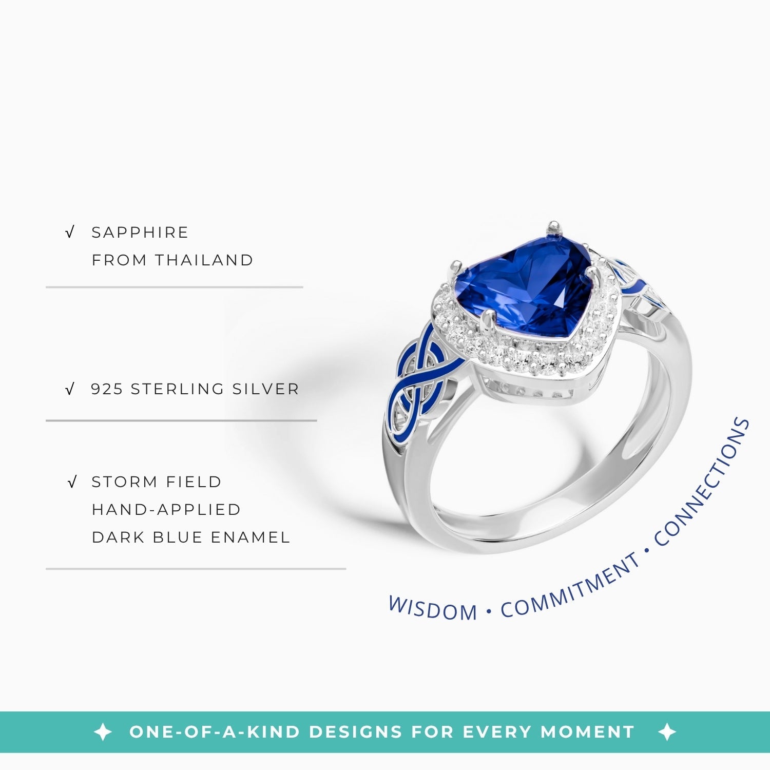 Ocean Heart Ring - Sapphire - Serene Western