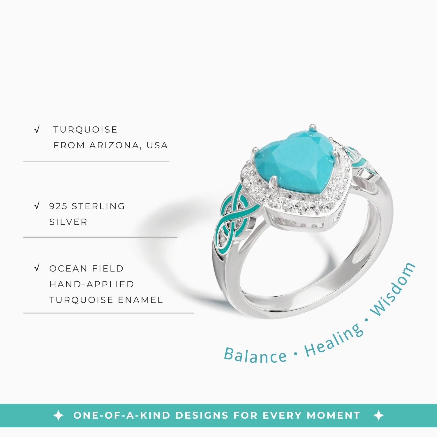 Ocean Heart Ring - Turquoise - Serene Western