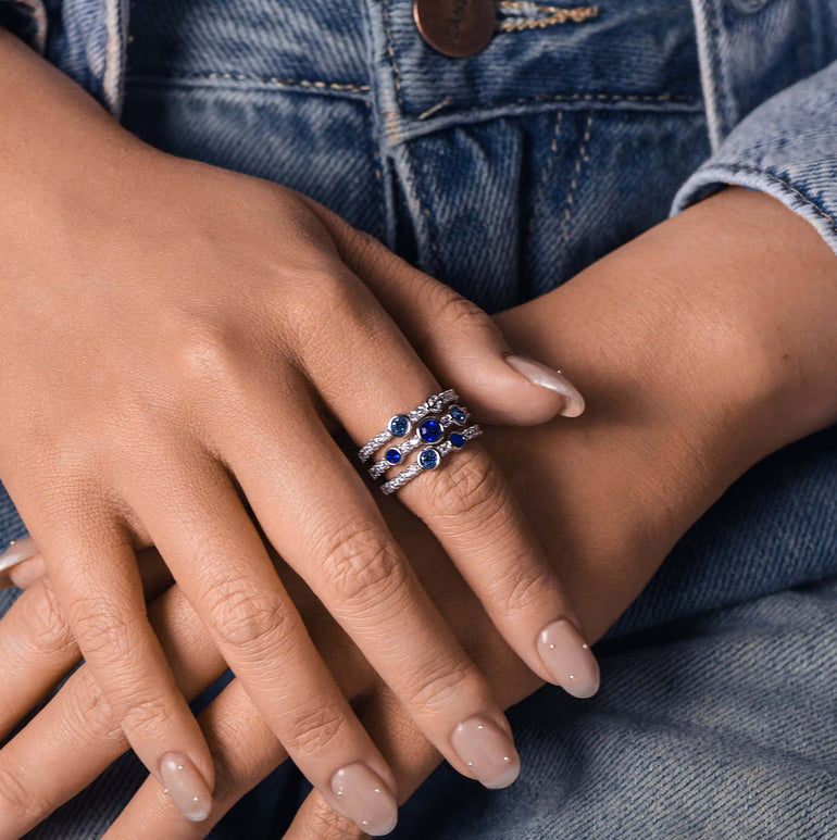 Ocean Symphony Ring - Sapphire ＆ Aquamarine - Serene Western