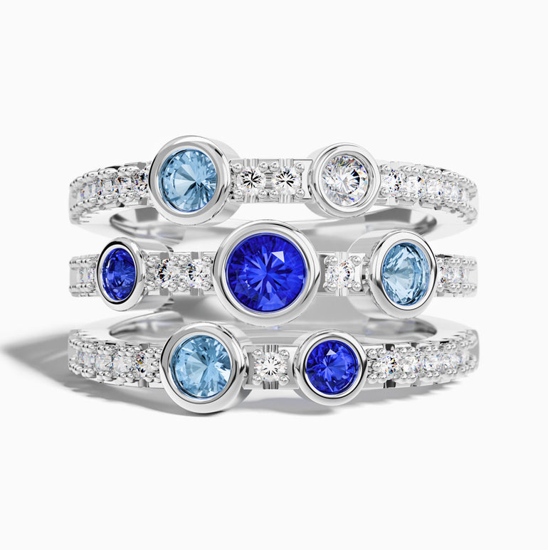 Ocean Symphony Ring - Sapphire ＆ Aquamarine - Serene Western