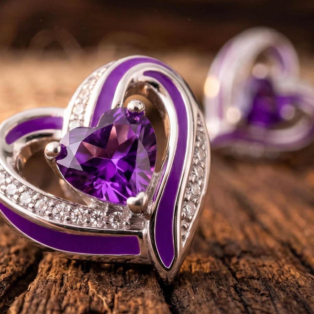 Passion Heart Earrings - Amethyst - Serene Western