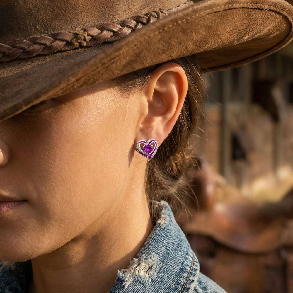 Passion Heart Earrings - Amethyst - Serene Western