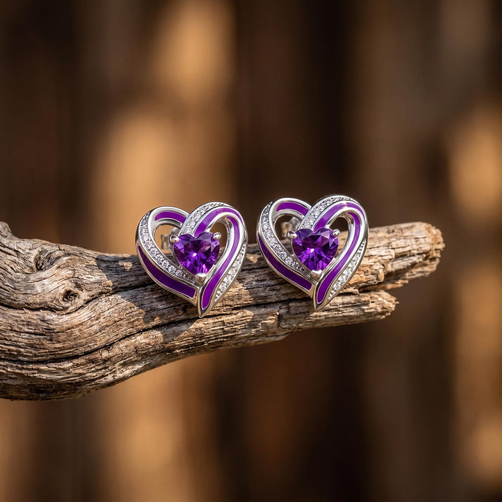Passion Heart Earrings - Amethyst - Serene Western