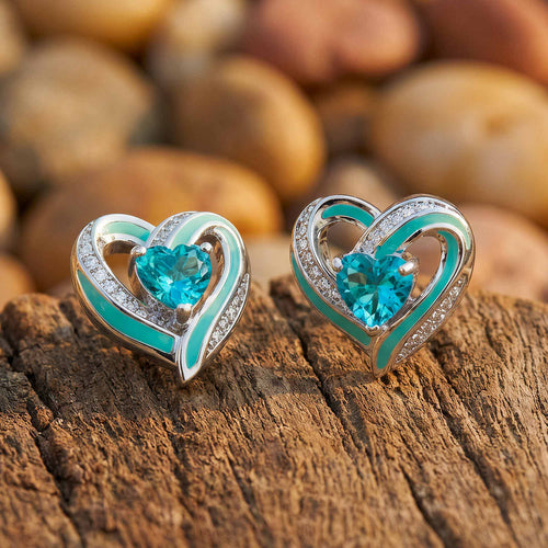 Passion Heart Earrings - Aquamarine - Serene Western