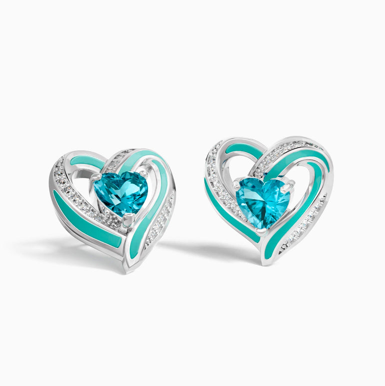 Passion Heart Earrings - Aquamarine - Serene Western