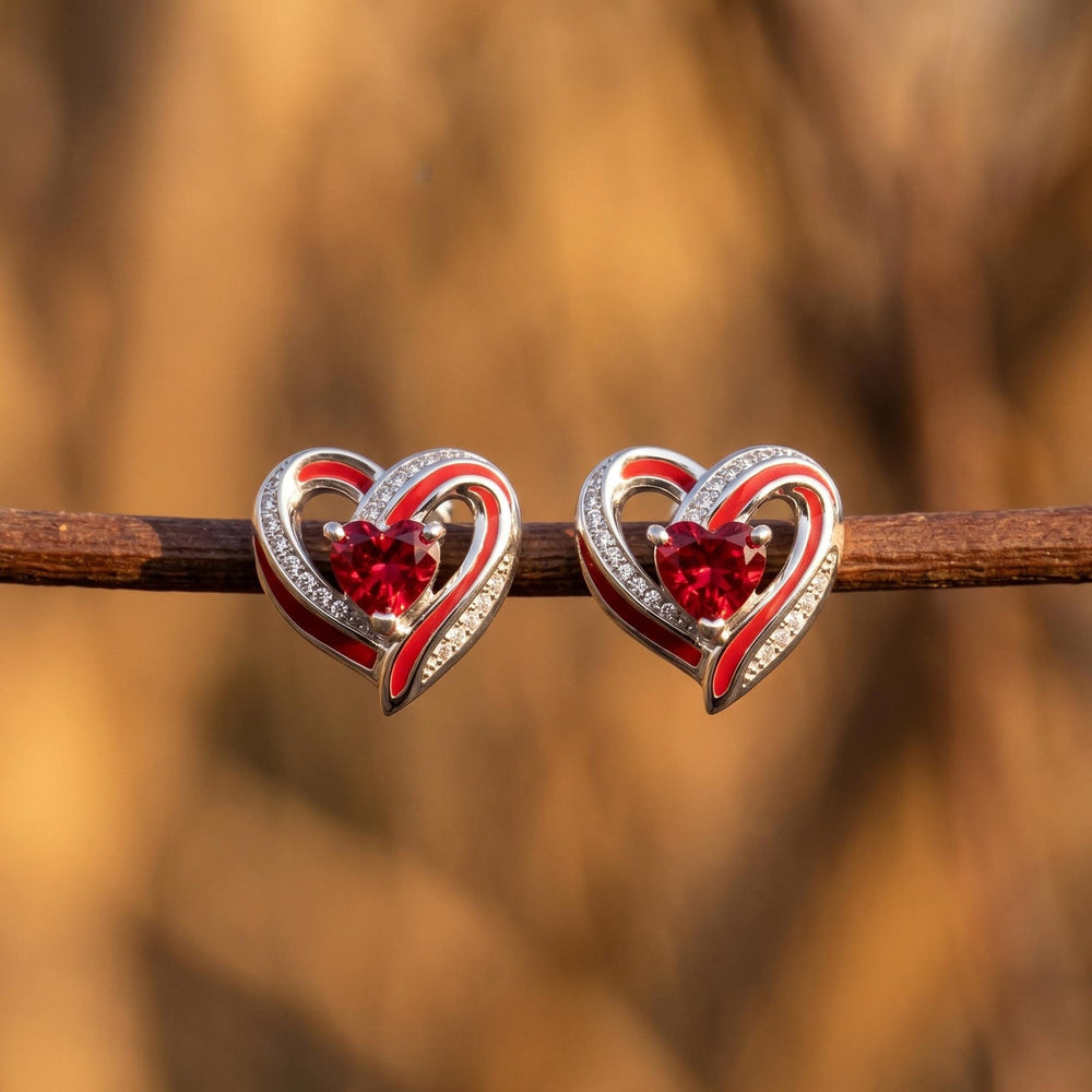 Passion Heart Earrings - Ruby - Serene Western