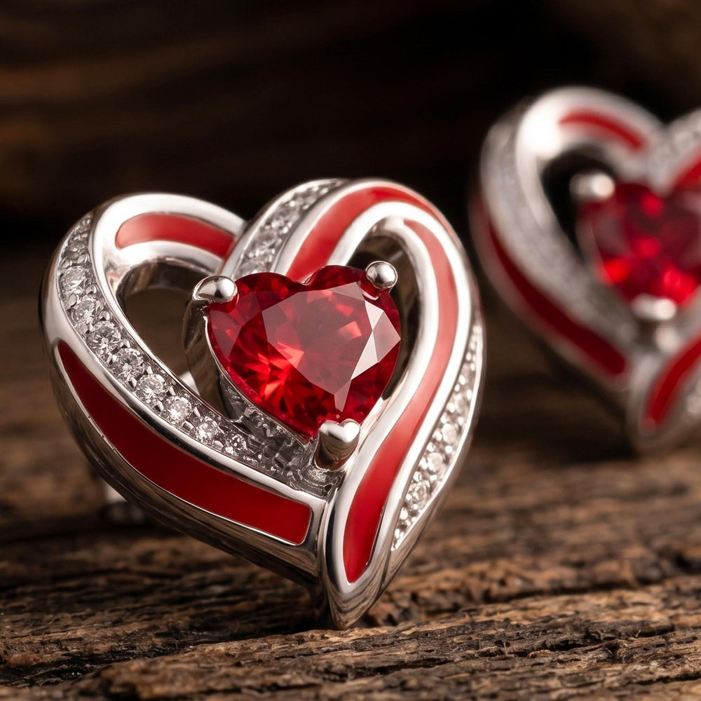 Passion Heart Earrings - Ruby - Serene Western
