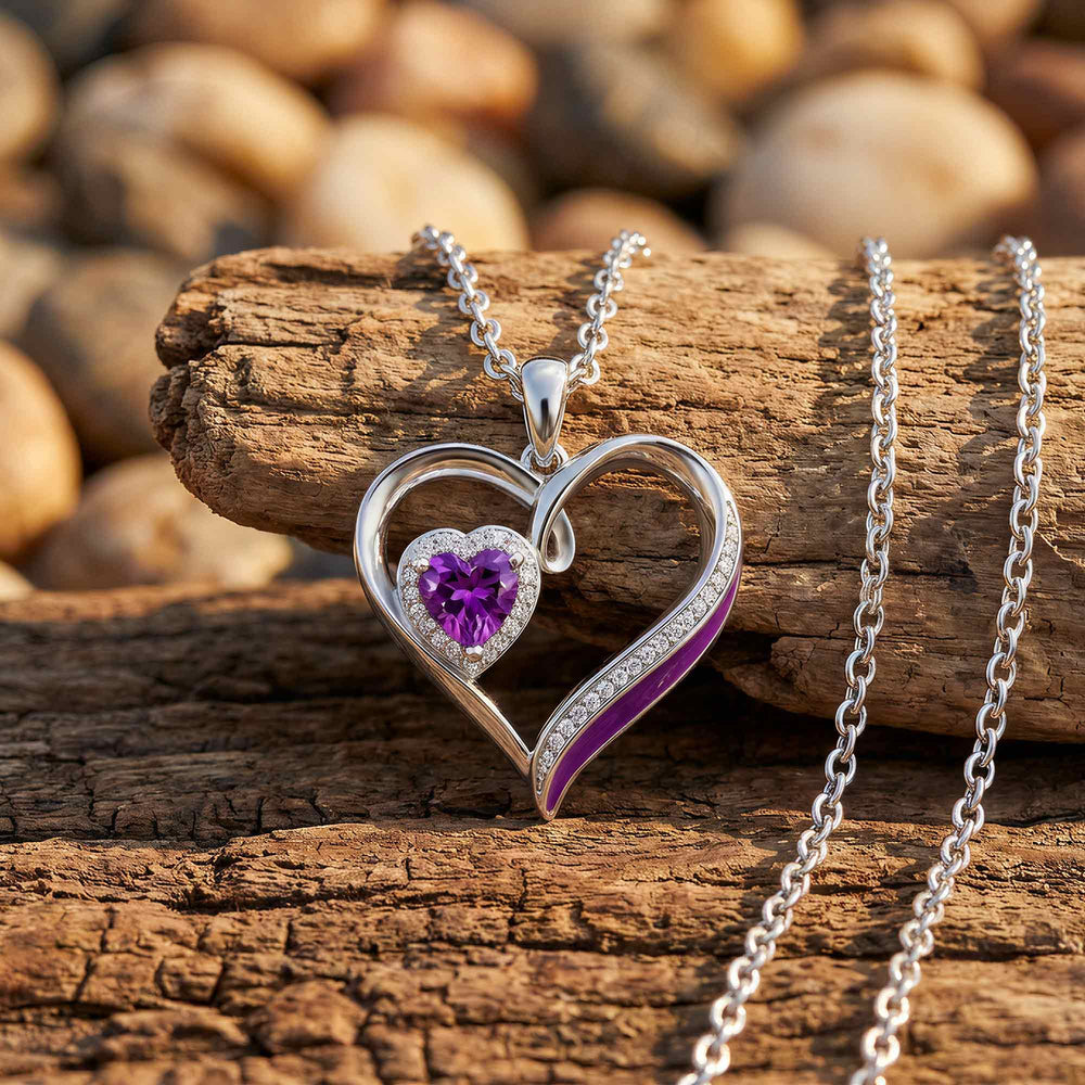 Passion Heart Necklace - Amethyst - Serene Western