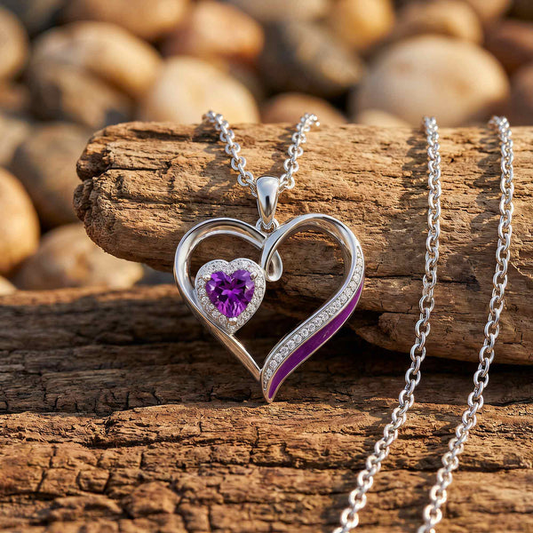 Passion Heart Necklace - Amethyst