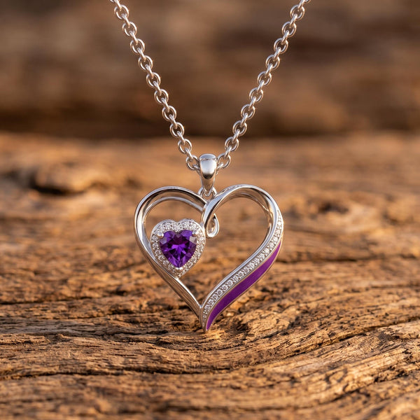 Passion Heart Necklace - Amethyst