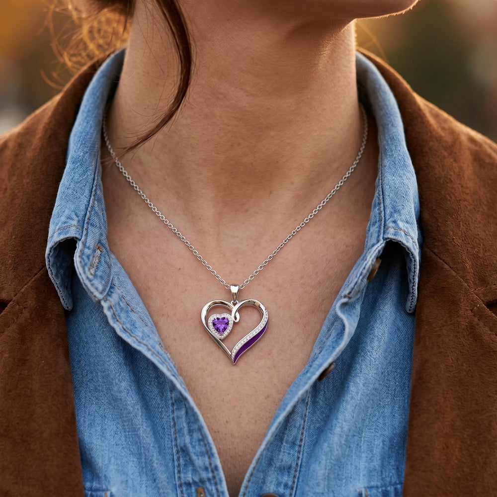 Passion Heart Necklace - Amethyst - Serene Western