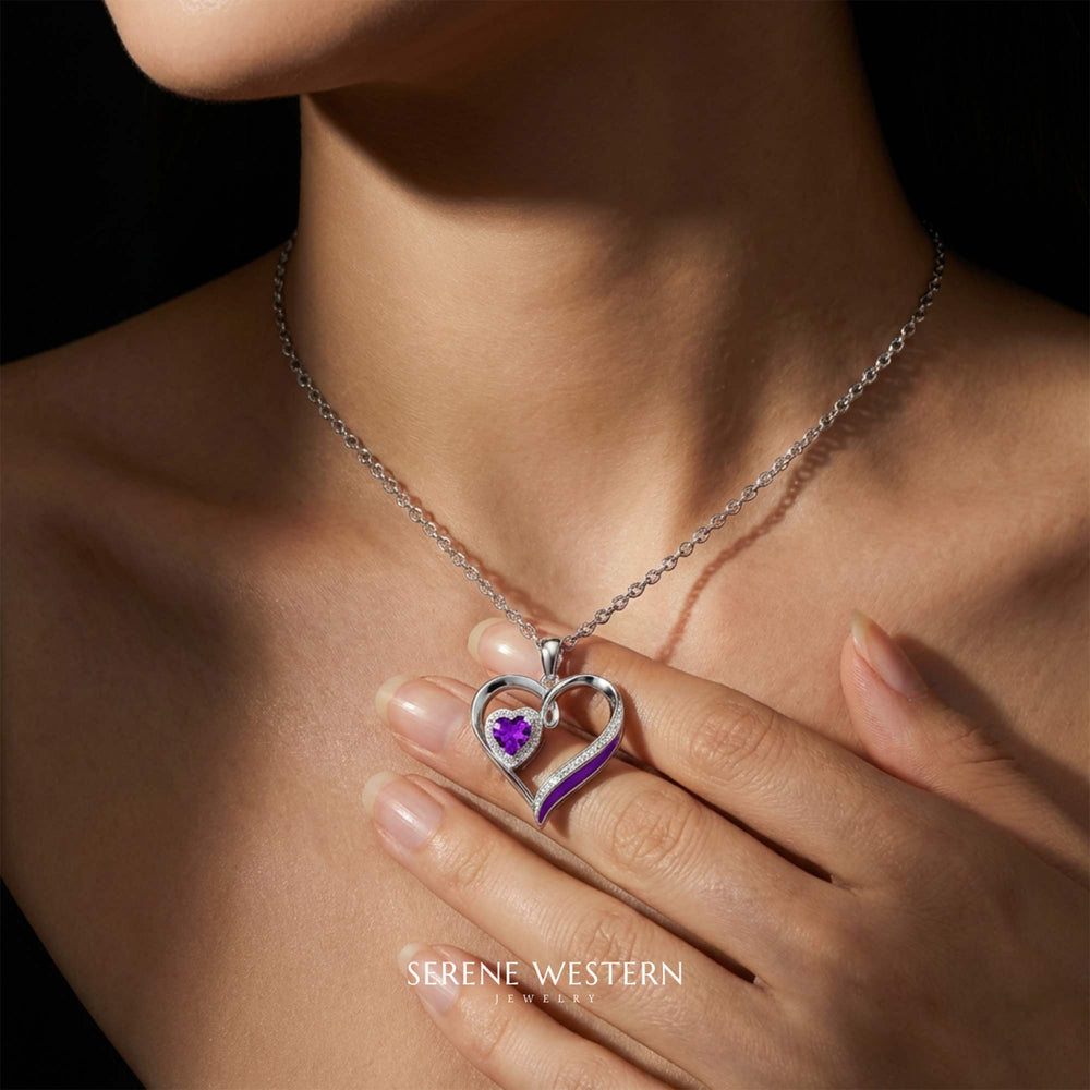 Passion Heart Necklace - Amethyst - Serene Western