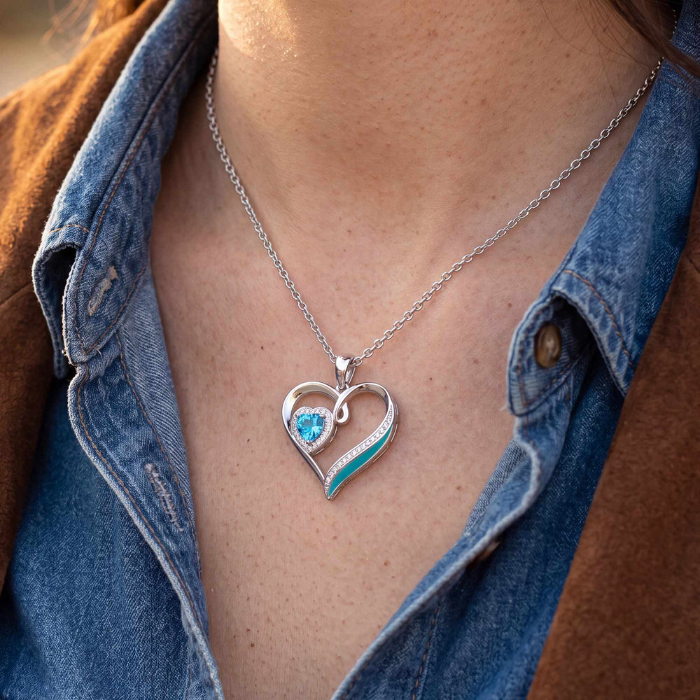 Passion Heart Necklace - Aquamarine - Serene Western