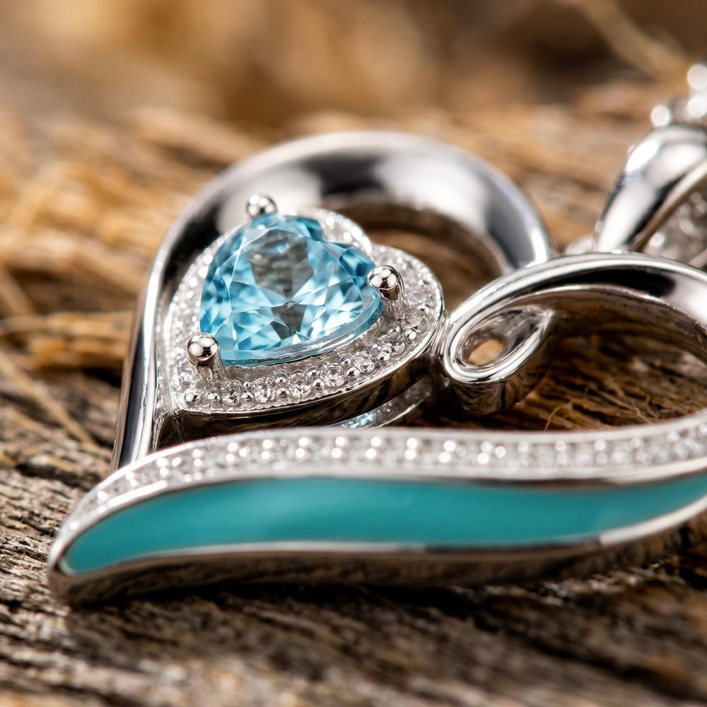 Passion Heart Necklace - Aquamarine - Serene Western