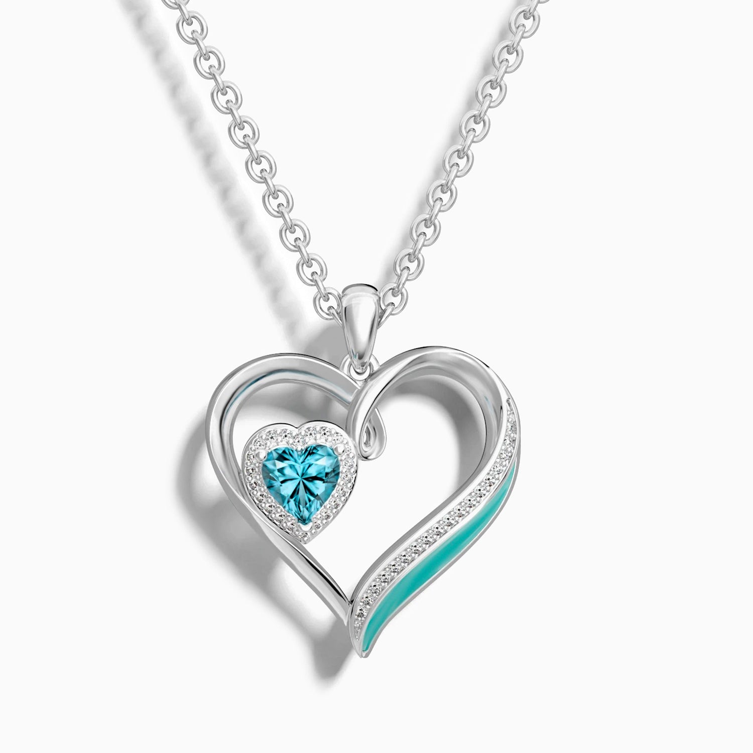 Passion Heart Necklace - Aquamarine - Serene Western