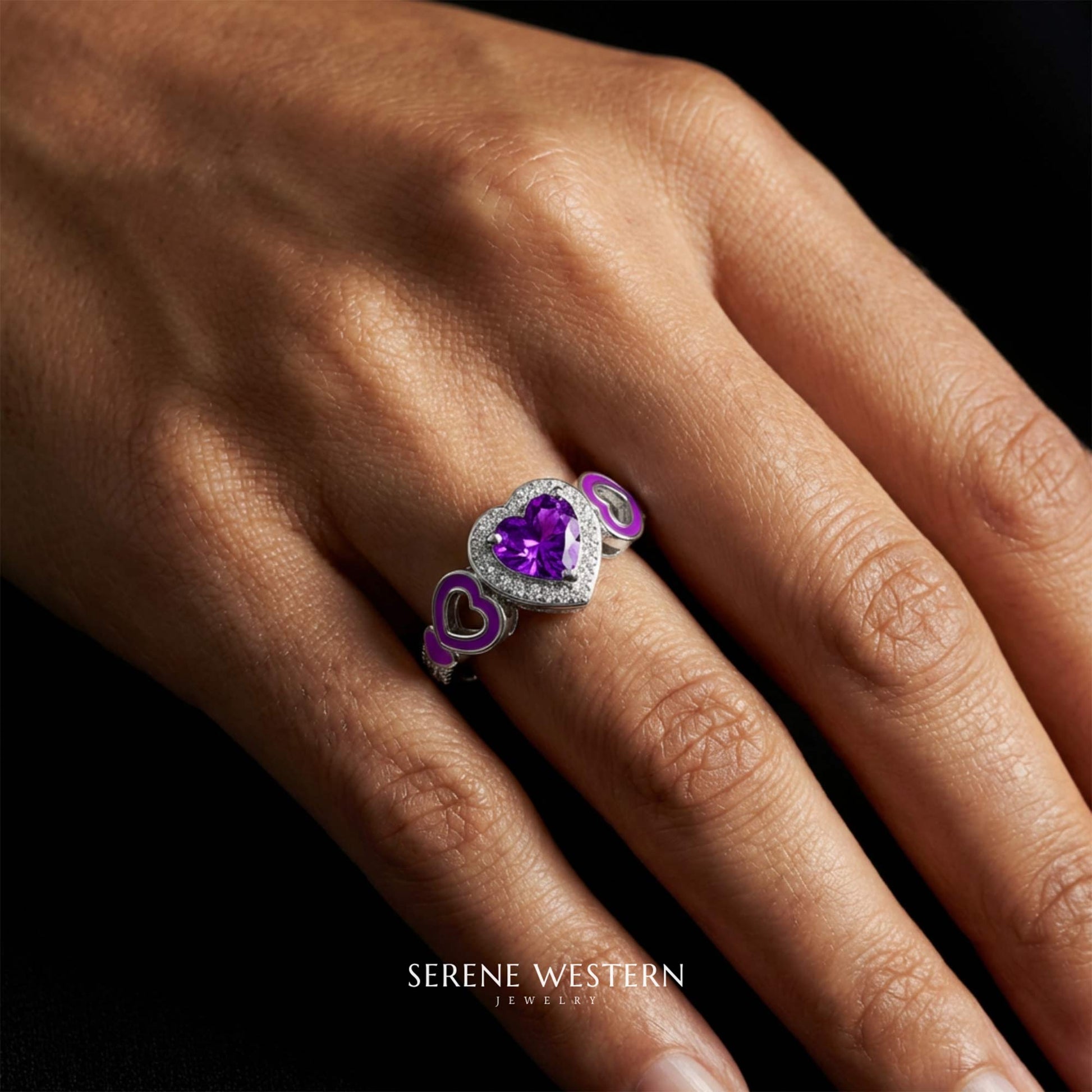 Passion Heart Ring - Amethyst - Serene Western