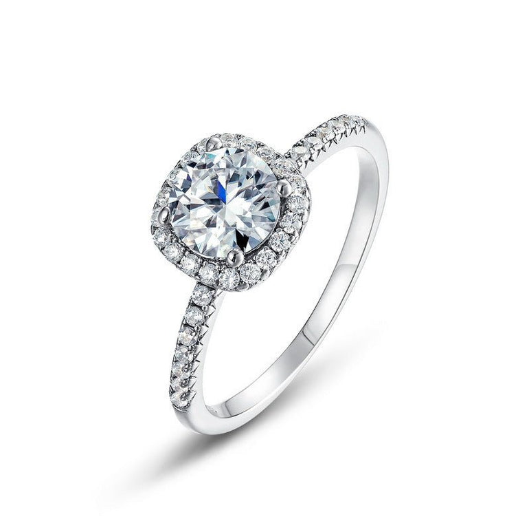 Petite Cushion Cut Halo Ring - Moissanite - Serene Western