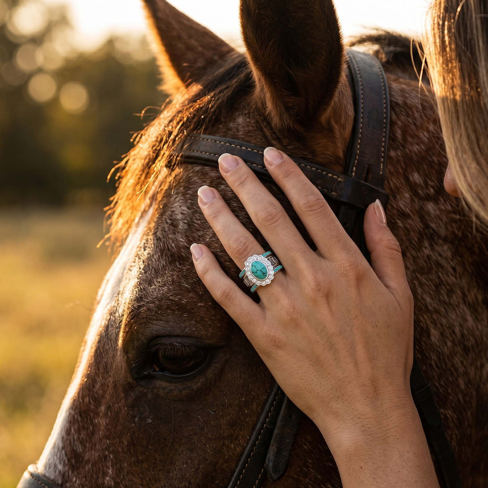 Prairie Bloom Stacking Ring - Turquoise - Serene Western