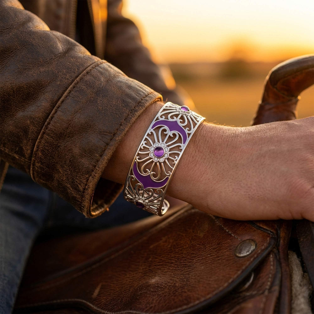 Prairie Flower Cuff Bracelet - Amethyst - Serene Western