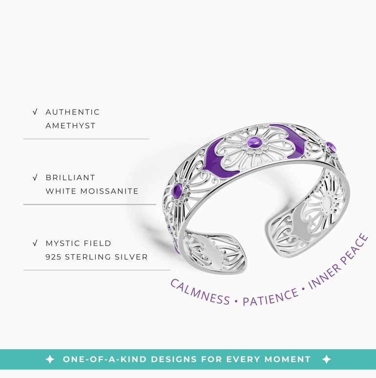 Prairie Flower Cuff Bracelet - Amethyst - Purple - Serene Western