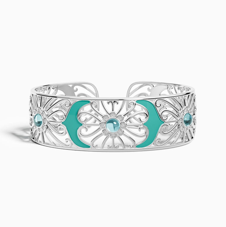 Prairie Flower Cuff Bracelet - Aquamarine - Serene Western