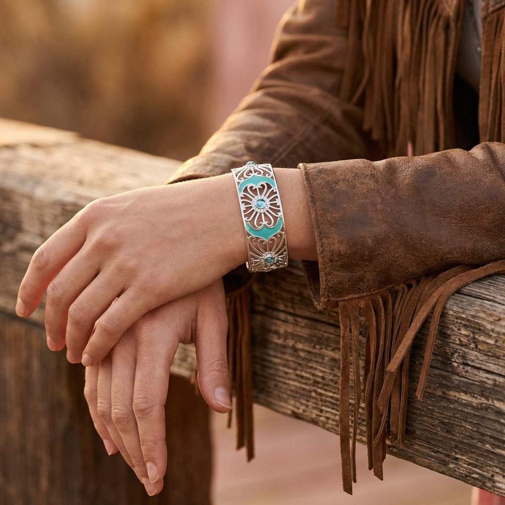 Prairie Flower Cuff Bracelet - Aquamarine - Serene Western