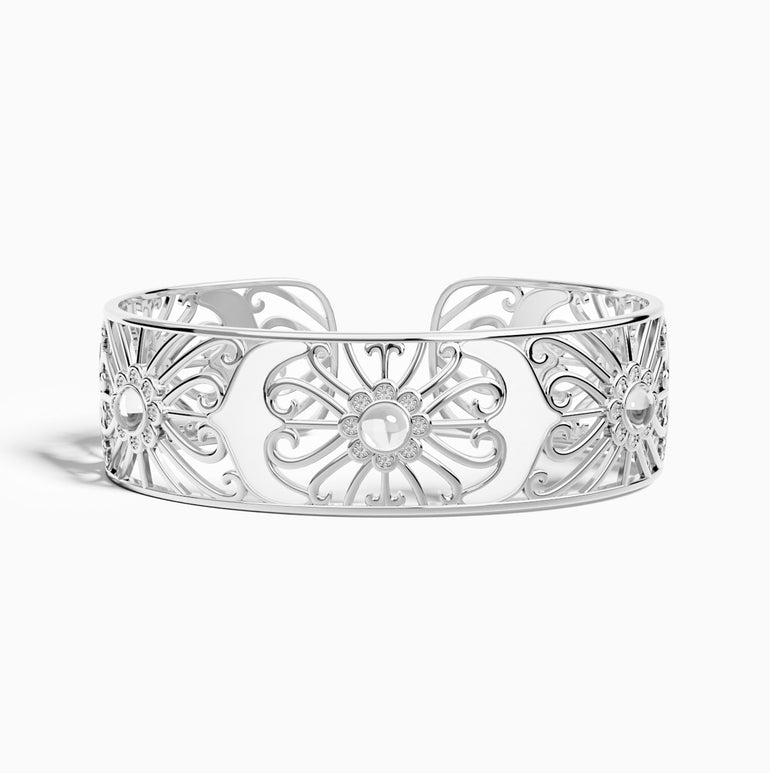 Prairie Flower Cuff Bracelet - Moissanite - Serene Western