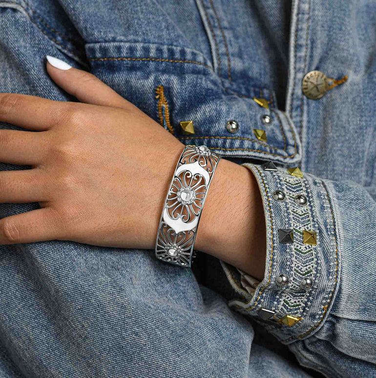 Prairie Flower Cuff Bracelet - Moissanite - Serene Western