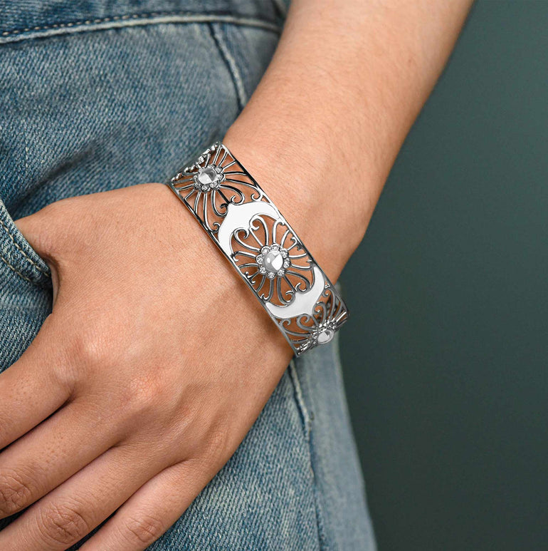 Prairie Flower Cuff Bracelet - Moissanite - Serene Western