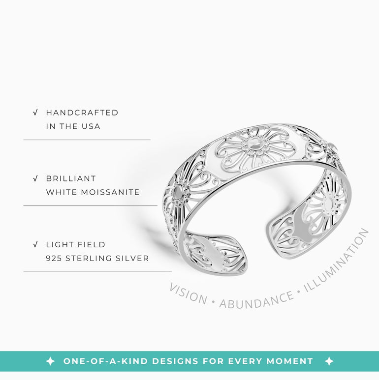 Prairie Flower Cuff Bracelet - Moissanite - Serene Western