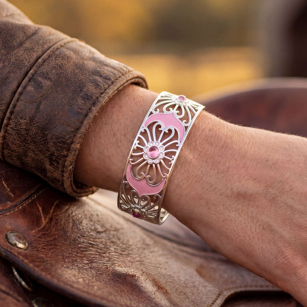 Prairie Flower Cuff Bracelet - Rose Quartz - Serene Western