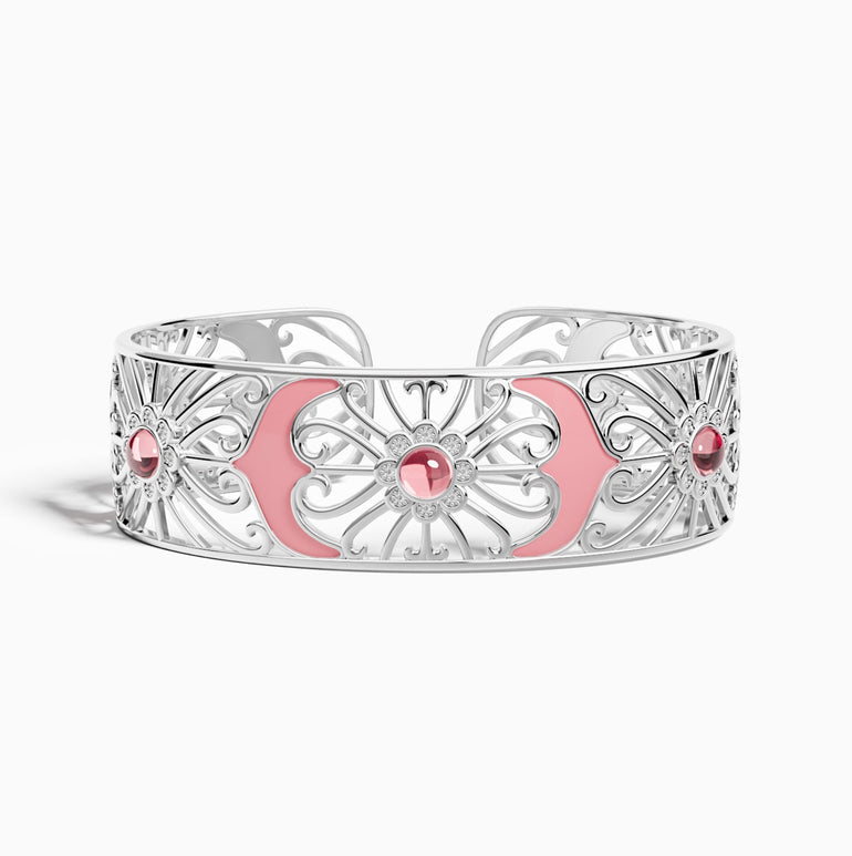 Prairie Flower Cuff Bracelet - RoseQuartz - Pink - Serene Western